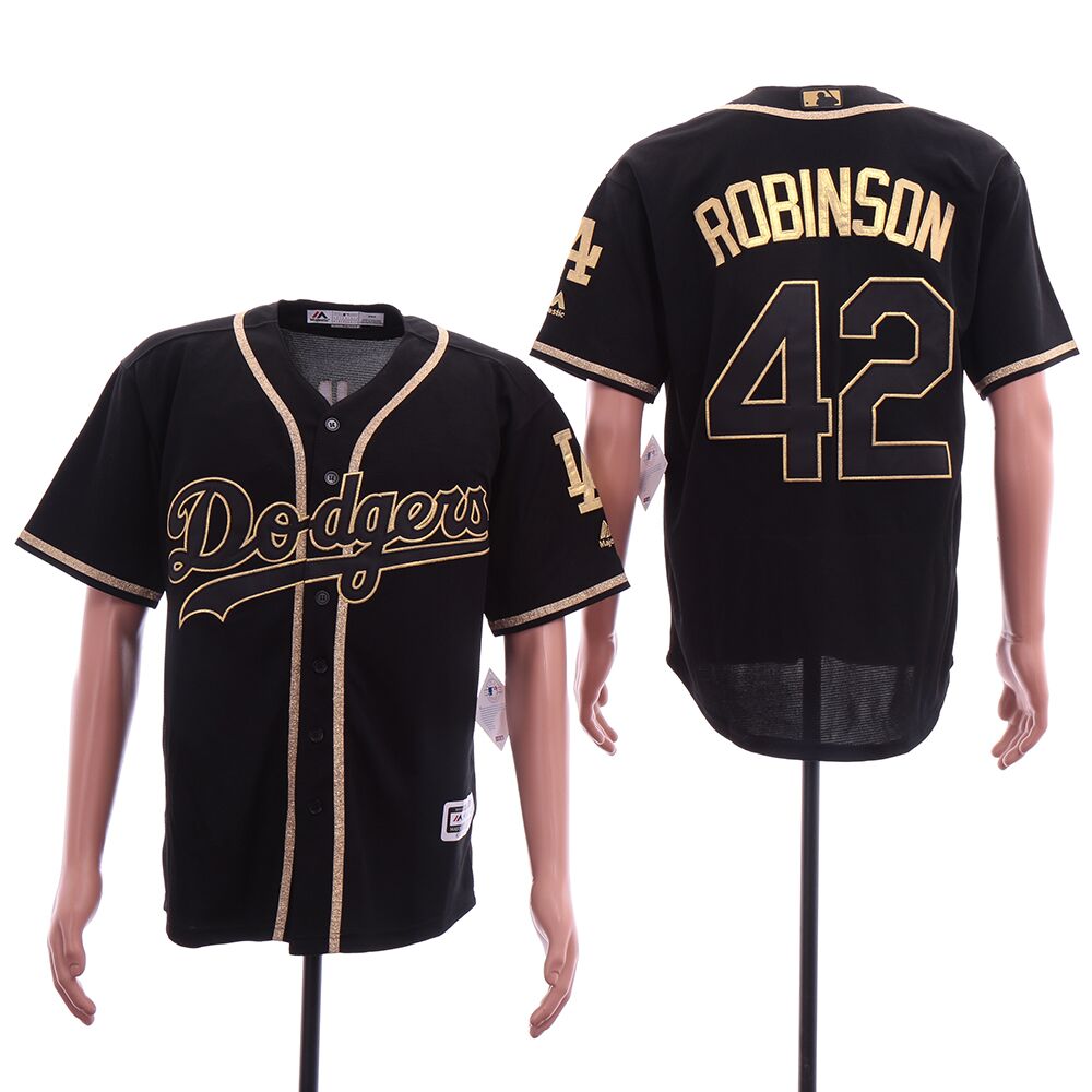 Men Los Angeles Dodgers 42 Robinson Black elite MLB Jerseys